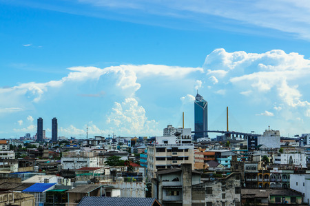 high density residence bangkok with blue sky background, close up warren areaの写真素材