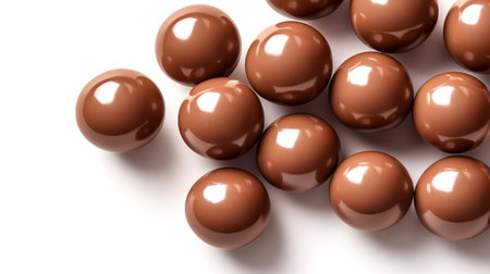 Chocolate balls on a white background.の素材