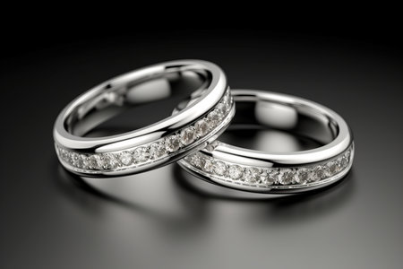 Wedding rings on a black background. Jewelry background.の素材