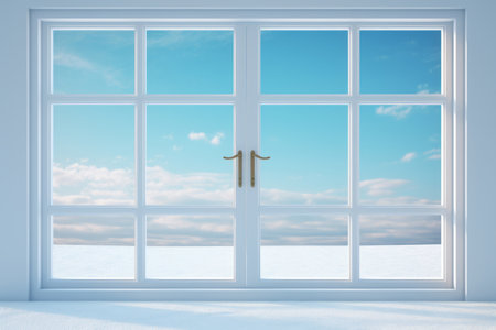 open door with blue sky and cloudsの素材