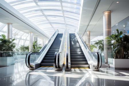Escalator in the modern airport terminal.の素材