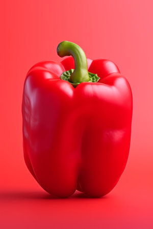 Red bell pepper on a red backgroundの素材