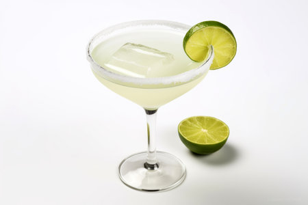 Cocktail with lime and ice on a white background, isolatedの素材