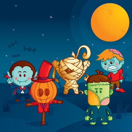 halloween monster paradeのイラスト素材