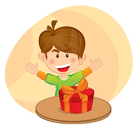 Little boy with a giftのイラスト素材