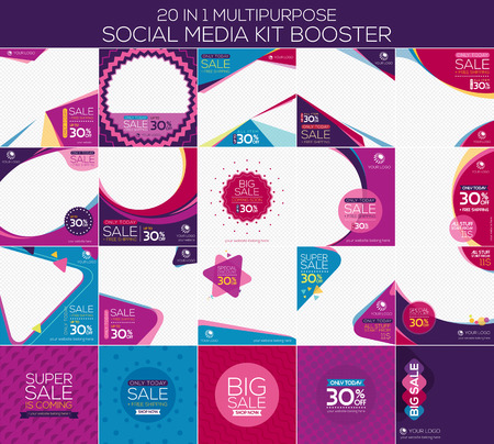 Multipurpose social media kit booster. Available in 20 alternate design, suitable for your promotionのイラスト素材
