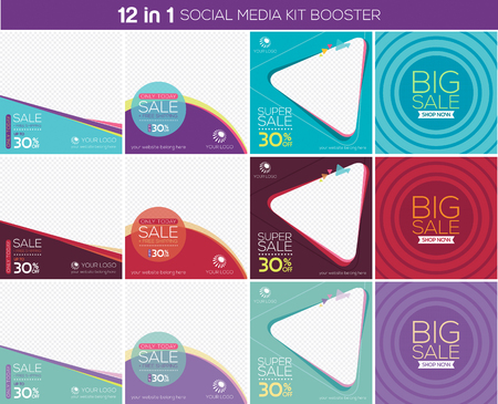 Multipurpose social media kit booster. Available in 12 alternate design, suitable for your promotionのイラスト素材