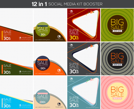Multipurpose social media kit booster. Available in 12 alternate design, suitable for your promotionのイラスト素材