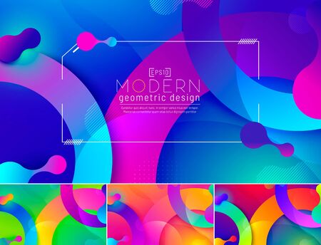 Colorful Modern Circle geometric abstract background series. Applicable for web background, design element ,wall poster, landing page, wall paper, and social media elementのイラスト素材