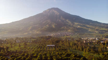 Panoramic view of the village of Batur in Bali, Indonesia