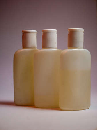 Cosmetic bottles on a light background. Skin care products. Beauty treatment.の写真素材