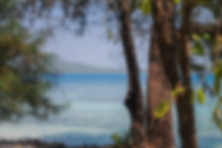 Blurred background, view tropical beach with sun light wave abstract background. Travel concept.の写真素材