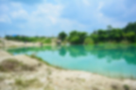 Blur of lake talaga biru background in summer, turqoise nature conceptの写真素材