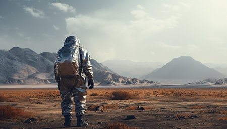 Astronaut in the desert. Mixed media. Mixed media. Mixed mediaの素材