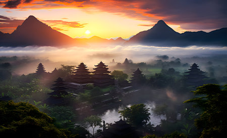 Pura Ulun Danu Bratan in Bali, Indonesiaの素材