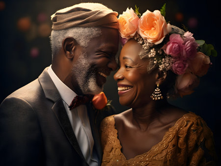 African american couple in love. African-american wedding.の素材