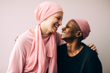 african american muslim couple in headscarf laughing togetherの素材