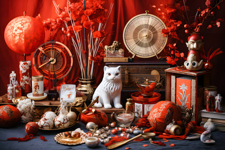 Vintage interior with christmas decorations. Christmas ornaments.の素材