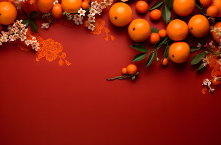 Happy Chinese New Year background with paper lanterns and clouds. Background with copyspaceの素材