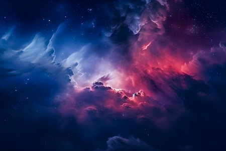 Night sky with stars and nebula. Elements of this image furnished by NASAの素材