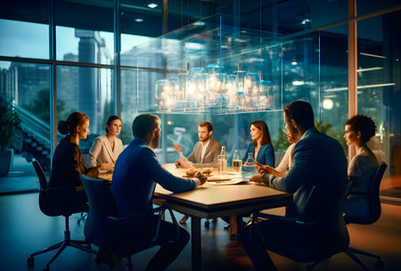 group of Business people having a meeting in the conference room. Business people working together in a modern office.の素材