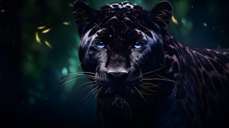 Portrait of a black panther (Panthera leo)の素材