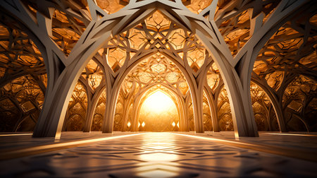 3D rendering of a fantasy background with an arabic mosqueの素材