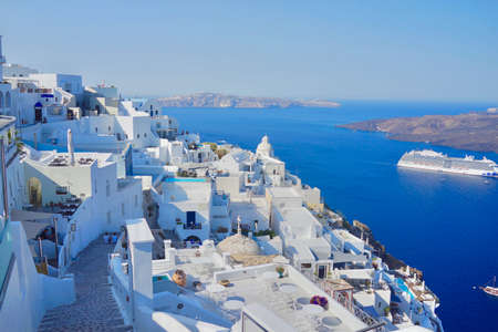 View from Fira, Santorini island in Greeceのeditorial素材