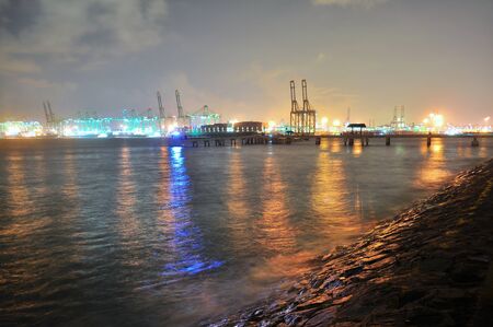 sea view from Labrador Park (located in the south of Singapore) by night.