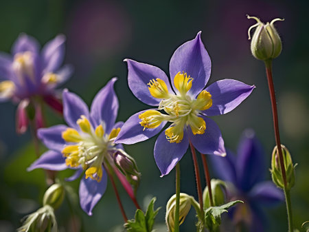 Aquilegia vulgaris, commonly known as the columbine, is a species of flowering plant in the family Asteraceae.の素材