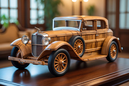 Bamboo Miniature Car Showcase Models That Capture The Spirit Of Handmade Artistry And Green Innovation, Perfect For Eco Events, Gifts, Or Decorの素材