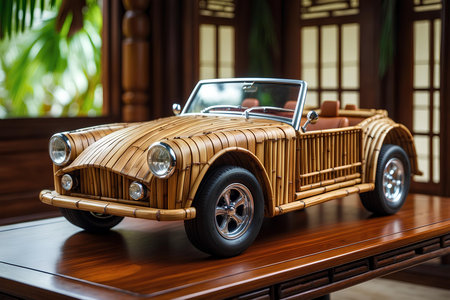Bamboo Miniature Car Toys As Symbols Of Slow Living, Crafted From Renewable Bamboo With Great Attention To Artistic Form And Cultural Expressionの素材