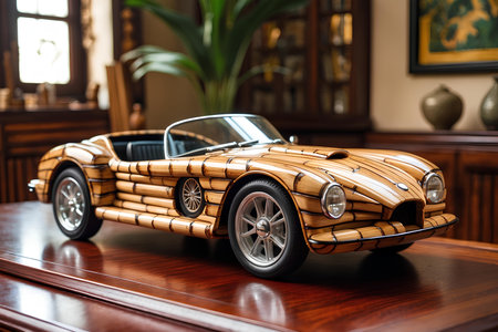 Bamboo Miniature Car Handicraft Models That Bring Joy To Eco-Minded Individuals, Designed With Detail And Care To Preserve Traditional Bamboo Art Practicesの素材