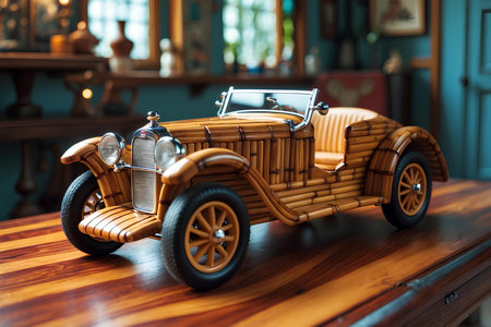 Bamboo Miniature Car Display Pieces Made From Hand-Carved Bamboo, Offering A Natural Look That Adds A Green Aesthetic To Homes, Offices, And Eco Retail Storesの素材