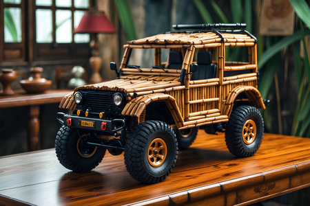 Bamboo Miniature Car Artisan Creations Handcrafted From Organic Bamboo, Celebrating Eco-Conscious Living And Traditional Craftsmanship In Every Detailの素材