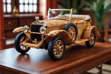 Bamboo Miniature Car Toys As Educational Tools For Teaching Kids About Sustainability, Craftsmanship, And Cultural Diversity Through Play And Imaginationの素材