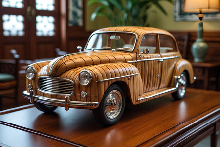 Bamboo Miniature Car Creations That Showcase The Beauty Of Natural Materials, Perfect For Eco-Friendly Toy Collectors And Enthusiasts Of Traditional Handcraftsの素材