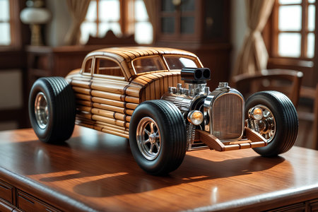 Bamboo Miniature Car Models Crafted With Precision Using Renewable Bamboo, Offering Durable, Artistic Alternatives To Mass-Produced Plastic Toy Carsの素材
