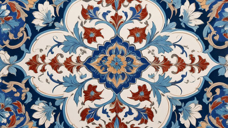 Azulejos portuguese tile pattern in blue and whiteの素材