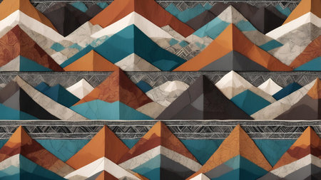 Seamless patterned background in the form of square tiles with geometric elementsの素材