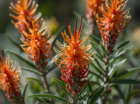 Orange flowers of Asparagus officinalis, commonly known as Callistephus chinensisの素材