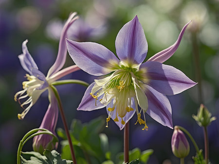 Aquilegia grandiflora flower, also known as the aquilegia or common aquilegia.の素材