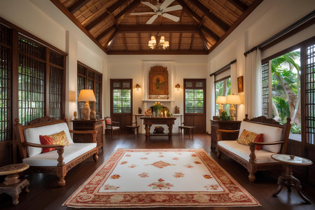 Interior of the Sultan Qaboos Grand Mosque in Abu Dhabi, UAEの素材