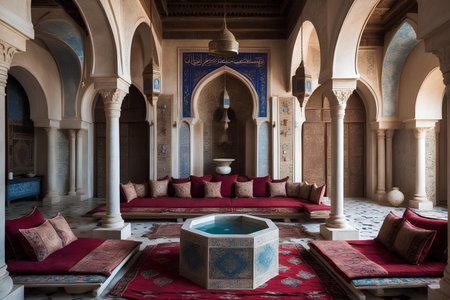 Interior of classic & unique living room design in Abu Dhabi, United Arab Emiratesの素材