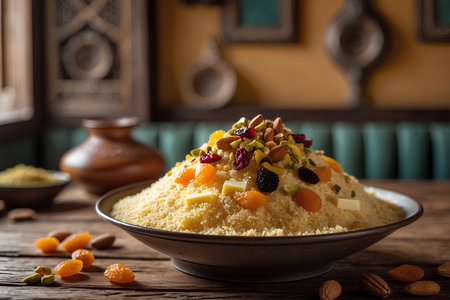 Couscous with nuts, raisins and dried fruitsの素材