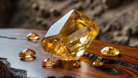 yellow sapphire on the background of the stone. close-upの素材