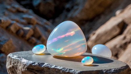 Multicolored stones on a natural background. close-up.の素材