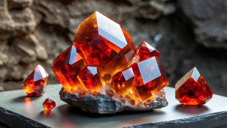 Natural gemstone on the table. Natural gemstone on the table.の素材