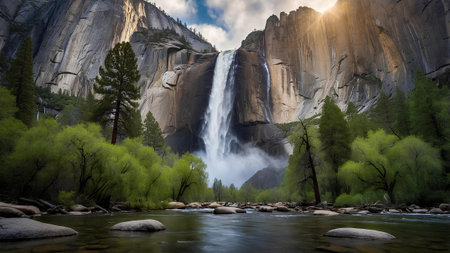 Yosemite Falls in Yosemite National Park, California, usaの素材