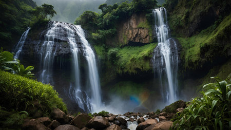 Tad Mok waterfall in the morning, Dalat, Vietnamの素材